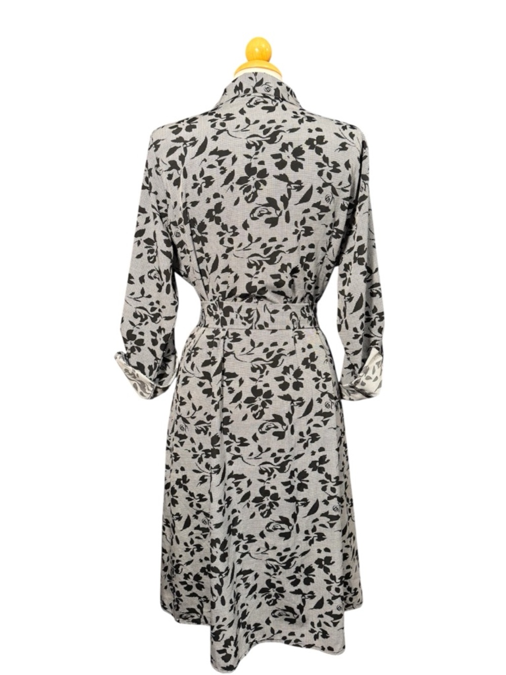 NY Collection Gray and Black Floral Midi Shirt Dress - Picture 2 of 11